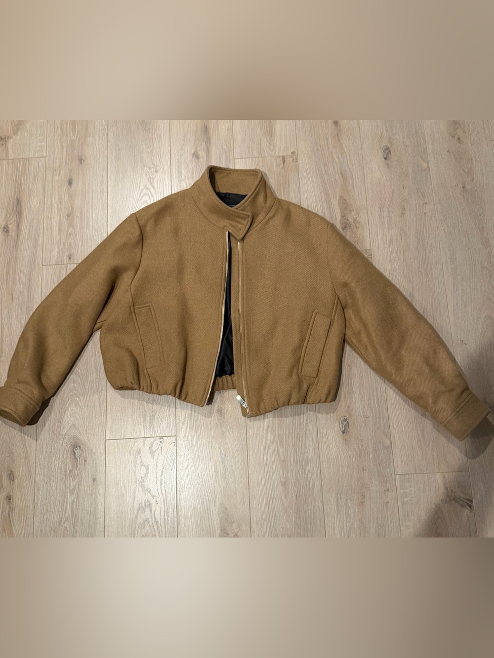 ZARA Camel Cropped Wool-Blend Jacket - Women's
